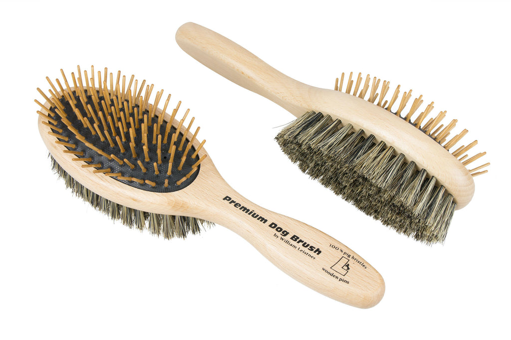 Leistner Natural Bristle Premium Dog Brush Detangle Duo
